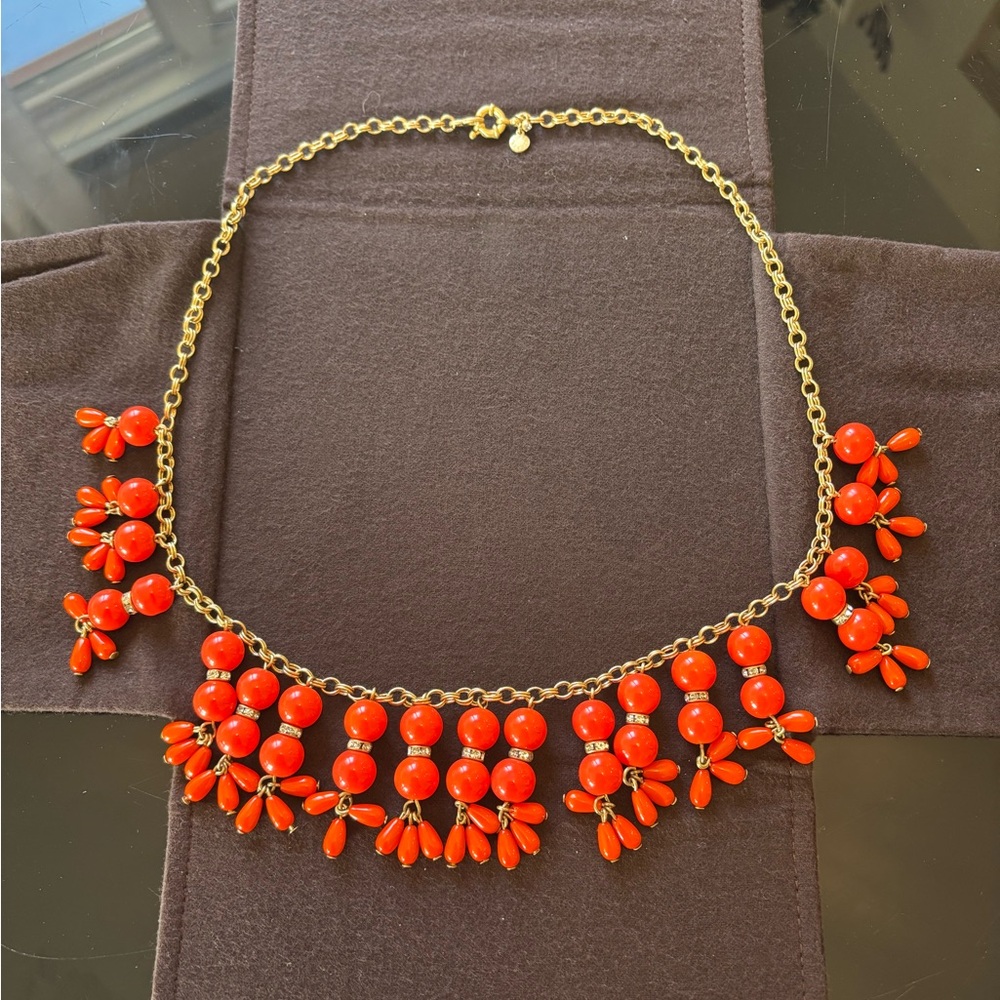 Coral Beaded Statement Necklace